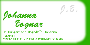 johanna bognar business card